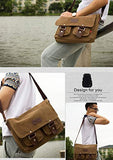 Men Bags Vinatge Canvas Messenger Bags Men's Crossbody Shoulder Bag Casual Travel Bag 2101 (COFFEE)