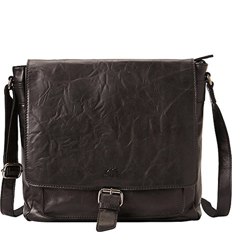 Mancini Leather Goods Cross Body Bag with RFID Secure Pocket (Black)