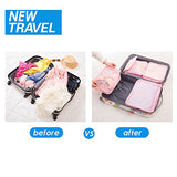 Pack of 6 Packing Cubes-Compression Travel Luggage Organizer-Travel Clothe Storage Bag-Travel Mesh Pouch -Laundry Bag-Travel Packing Organizer-Shoe Bag (Light Blue )