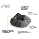 Kmall Inflatable Travel Neck Pillow for Airplane Travel Best Neck Support Sleep Travel Pillow with Super Comfort Pillow Case, Gray