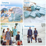 Packing Cubes for Travel, 8Pcs Compression Travel Cubes Set Foldable Suitcase Organizer Lightweight Luggage Storage Bag (Blue)