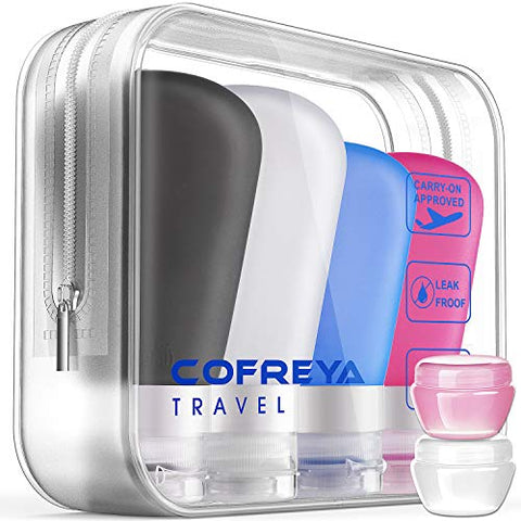 Portable Travel Bottles Set, Leak Proof Travel Accessories,TSA Carry-On Approved Refillable and Squeezable Silicon Travel Size toiletries Containers,Easy-to-Fill Travel Lotion Bottles.