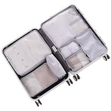 Travel Packing Cubes 7 Set, JJ POWER Luggage Organizers with toiletry kit shoe bag (Gray)