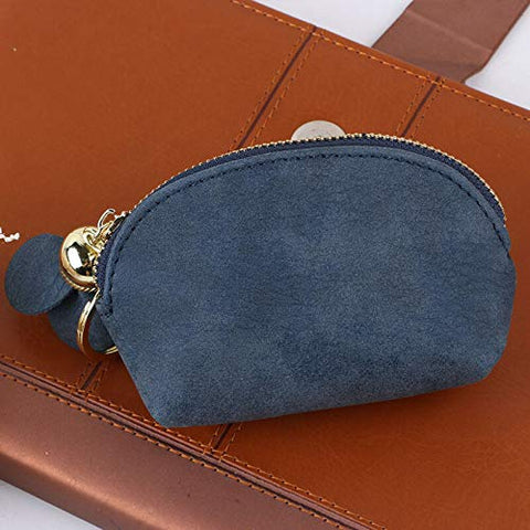 Fashion Women Leather Small Wallet Card Key Holder Zip Coin Purse Clutch Bag CN (Color - Blue)