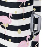 GIOVANIOR Flamingos Gold Polka Dot Stripes Luggage Cover Suitcase Protector Carry On Covers