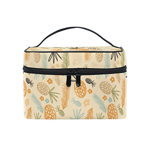 Makeup Bag Pineapple Flower Travel Cosmetic Bags Organizer Train Case Toiletry Make Up Pouch