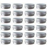 24 Pack (2 Oz/60ml) Screw Top Round Aluminum Tin Cans, Metal Tin Storage Jar Containers with Screw Cap for Lip Balm, Cosmetic, Candles, Salve, Make Up, Eye Shadow, Powder, Tea