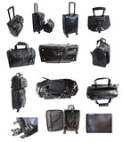 Amerileather Leather Croco-Print Three Piece Set Traveler On Spinner Wheels (#8603-0) (Black)