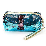 Buorsa Fashion Double Color Reversible Magical Sequins Handbag Glitter Pencil Case Cosmetic Bag