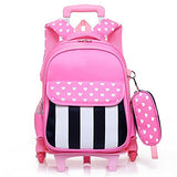 Hcc& Trolley School Bags Backpack - Luminous Removable Rolling Backpack Waterproof Nylon Children'S