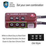 TSA Compatible Travel Luggage Locks, Inspection Indicator, Easy Read Dials - 1, 2 & 4 Pack (Large, BROWN 2 PACK)