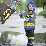 DC Comics Little Boys Batman or Superman Slicker and Umbrella Rainwear Set, Grey Batman, Age 4-5