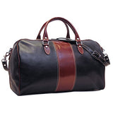 Floto Venezia Duffle Bag in Black and Brown Italian Calfskin Leather