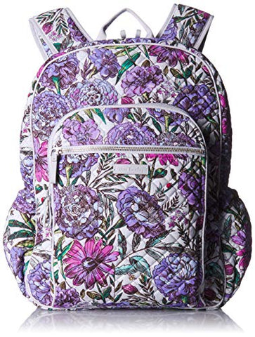 Vera Bradley Iconic Campus Backpack, Signature Cotton, Lavender Meadow