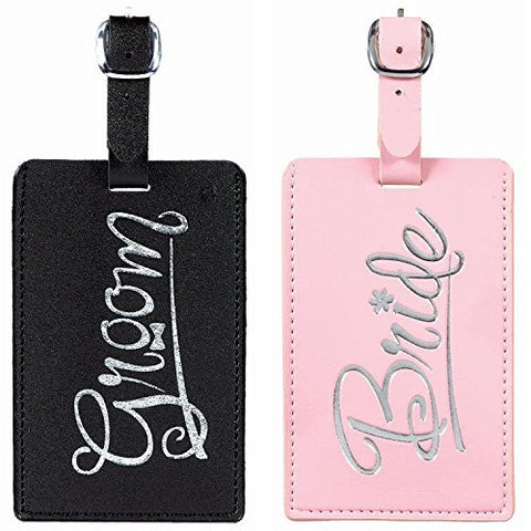 Amscan Just Married Luggage Tags Bridal Shower Party Novelty Favors, 4-1/4 X 2-3/4", Black/Pink,