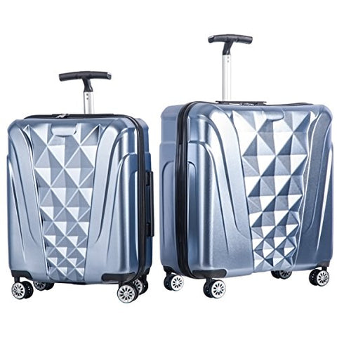 Merax Newest 2 Piece Luggage Set TSA Approved Luxurious Suitcase (Soft Blue)