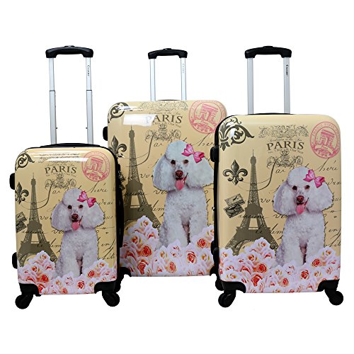 Chariot Doggie 3-Piece Expandable Hardside Lightweight Spinner Luggage Set, Paris