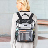 Gonex Heavy Duty Clear Backpack with Cosmetic Bag, Transparent Backpack Fits 15.6 inch Laptop for School, Work, Travel Black