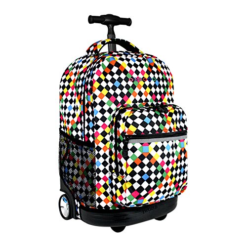 J World New York Sunrise Rolling Backpack - 18 Inch (CHECKERS)