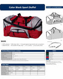 Port & Company Color Block Sport Duffel Bag, Black/Grey, One Size. Bg99