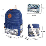 Unicorn School Backpack Bag Waterproof Canvas Shoulder Bag 3pc Set for Girls Boys (Blue)