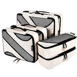 6 Set Packing Cubes,3 Various Sizes Travel Luggage Packing Organizers (Beige)