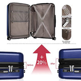 FOCHIER 3 Piece Hardshell Luggage Set, Expandable Hardside Lightweight Fashion PC+ABS Suitcase with Spinner Wheels & TSA Lock (20/24/28), Blue