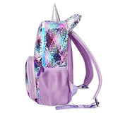 mibasies Kids Sequin Unicorn Backpack for Girls Sequin School Bag（Purple Sequin）