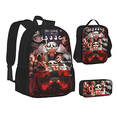 The Bin-Ding Of Is-Aac Backpack Three-Piece Cartoon School Bag With Pencil Case Messenger Lunch Bag