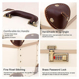 urecity Portable Makeup Train Case Cosmetic Organizer Case Leather Storage Box with Combination Lock (15", Ivory White)