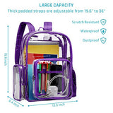 Clear Backpack, iSPECLE Durable School Backpack with Laptop Compartment Clear Backpack with Reinforced Padded Straps Transparent Bag for School, Work, Security, Dark Purple