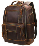 Lannsyne Men's Vintage Full Grain Leather 15.6 Inch Laptop Backpack Camping Travel 24L Rucksack