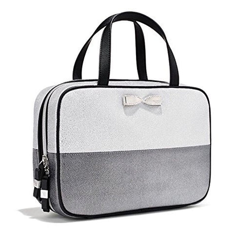 Victoria'S Secret Silver Metallic Colorblack Travel Case Rhinestone Bow