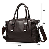 Bison Denim Men'S Genuine Leather Handbag Shoulder Briefcase Business Bag Black