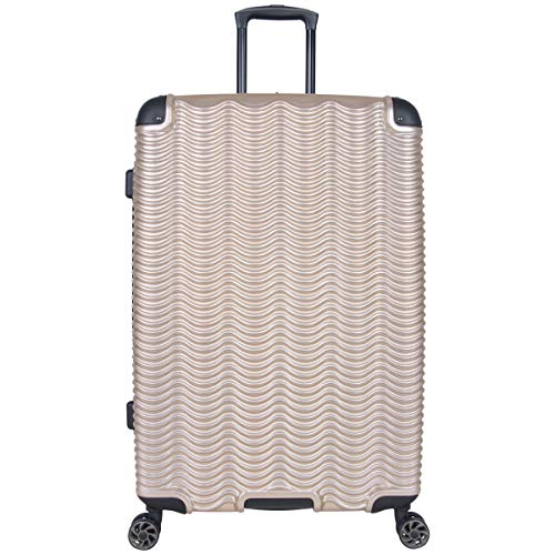 Kenneth Cole Reaction Wave Rush 28" Lightweight Hardside PET 8-Wheel Spinner Expandable Checked Suitcase, Champagne