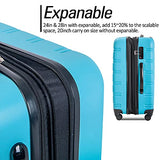 Expandable 3 Piece Luggage Sets Hardside Durable Suitcase with Spinner Wheels TSA Lock, 3 Pcs Carry On Case Travel Home Outdoor School Lightweight Trolley Case ( 20" 24" 28" Blue)