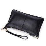 Sealinf Women'S Cowhide Leather Clutch Handbag Small Shoulder Bag Purse (Black)