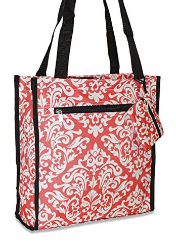 Ever Moda Damask Tote Bag (Coral Pink)