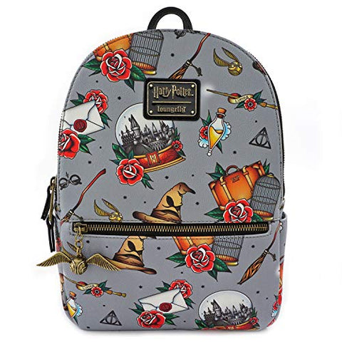Loungefly x Harry Potter Tattoo All Over Print Mini Backpack (One Size, Multicolored)