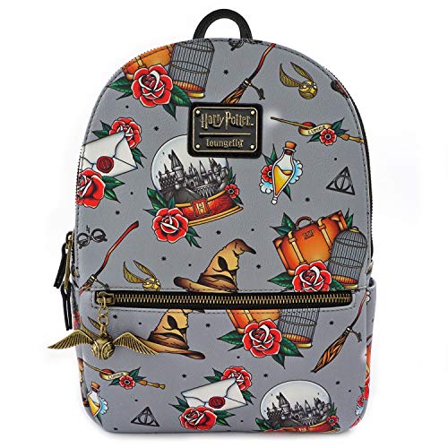 Loungefly x Harry Potter Tattoo All Over Print Mini Backpack (One Size, Multicolored)
