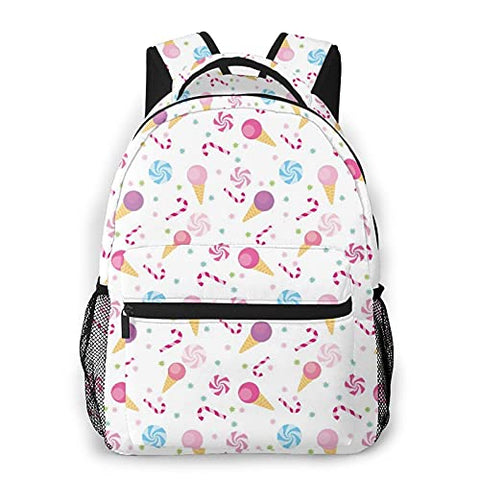 Multi leisure backpack,Kids Sweets Ice Cream Candy Print, travel sports School bag for adult youth College Students