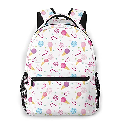 Multi leisure backpack,Kids Sweets Ice Cream Candy Print, travel sports School bag for adult youth College Students