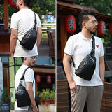 Banuce Top Grain Cowhide Leather Versatile Sling Bag Shoulder Chest Packs Cross Backpack
