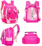 Efree Cute Cat Face Bow Diamond Bling Waterproof Pink School Backpack Girls Book Bag (Medium, Rose)