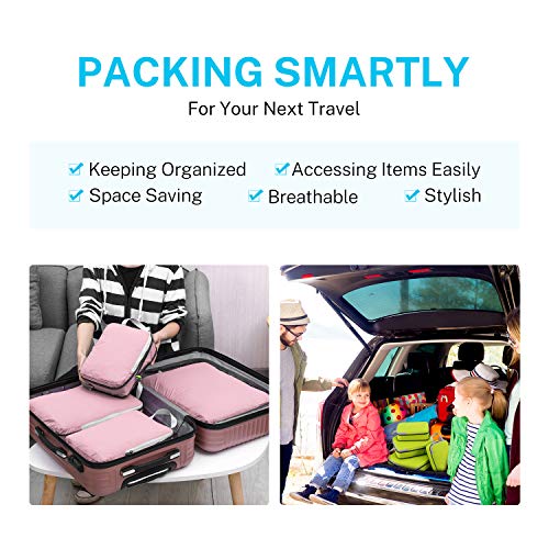FIODAY Compression Packing Cubes, 4pcs Packing Bags for Suitcases  Lightweight Luggage Organizer Bags Carry on Suitcase Storage Bags Travel  Cubes for