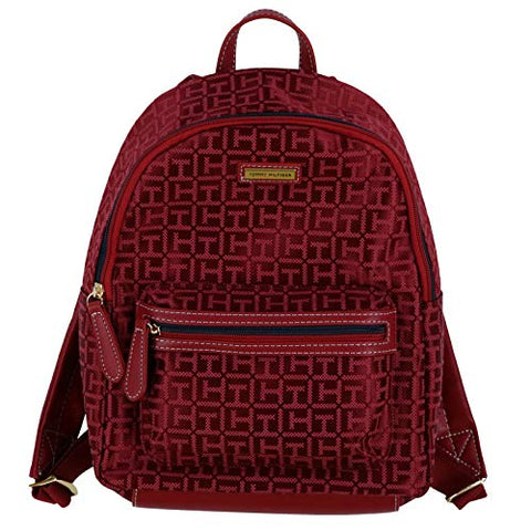 Tommy Hilfiger Womens Small Jacquard Backpack (Red)