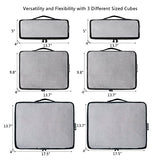6 Set Packing Cubes,3 Various Sizes Travel Luggage Packing Organizers (Black net)