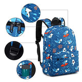 CAMTOP Backpack for Kids, Boys Preschool Backpack with Lunch Box Toddler Kindergarten School Bookbag Set (Y028-2 Shark-Navy Blue)