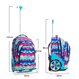Hcc& Oversized Load Rolling School Backpack Unisex Usb Rechargeable Rolling Backpack -