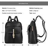 Vbiger Womens Backpack Pu Leather Casual Shoulder Bag Fashion Girls School Bag Daypack (Black)